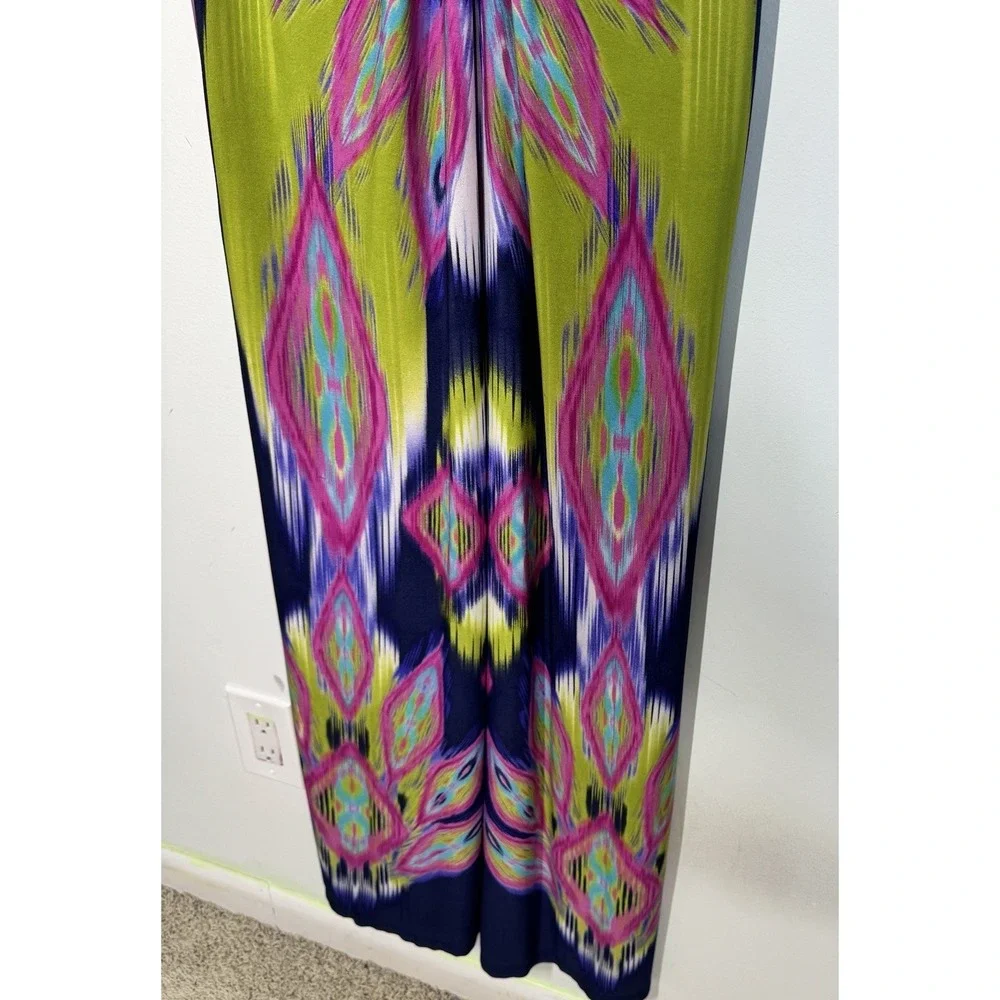 Chicos Sleeveless Ikat Print Twist Front V-Neck Maxi Dress Multicolor Womens L - Picture 6 of 13
